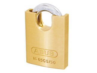 Abus Mechanical 65CS/50mm Brass Padlock Closed Shackle Carded (4003318358302) ABU6550CSC
