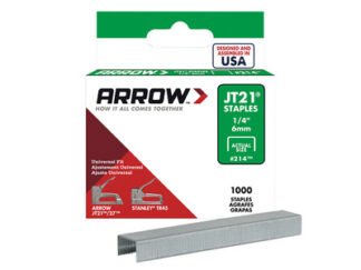 Arrow JT21 T27 Staples 6mm (1/4in) (Box 1000) (0079055021148) ARRJT2114S