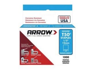 Arrow T50 Staples Stainless Steel 508SS 12mm (1/2in) (Box 1000) (0079055835127) ARRT5012SS