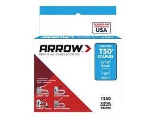 Arrow T50 Staples 8mm (5/16in) (Box 1250) (0079055505167) ARRT50516S