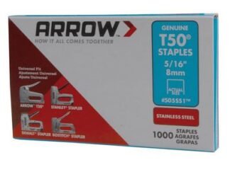 Arrow T50 Staples Stainless Steel 505SS 8mm (5/16in) (Box 1000) (0079055835165) ARRT50516SS