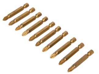 Bluespot Tools Titanium Coated Screwdriver Bits PZ2 x 50mm (Pack 10) (5028734141054) B/S14105