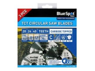 Bluespot Tools 190mm Circular Saw Blade Set, 3 Piece (5028734194029) B/S19402