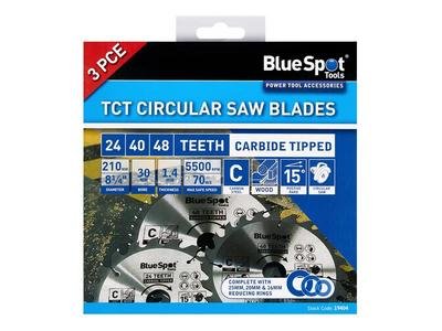 Bluespot Tools 210mm Circular Saw Blade Set, 3 Piece (5028734194043) B/S19404