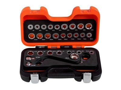 Bahco S Type Ratchet Ring Wrench & Adaptor Set, 29 Piece (7314150188673) BAH1320SRM29