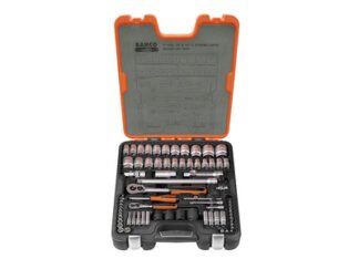 Bahco S800 Socket Set of 77 Metric & AF 1/4 & 1/2in Drive (7314150165599) BAHS800