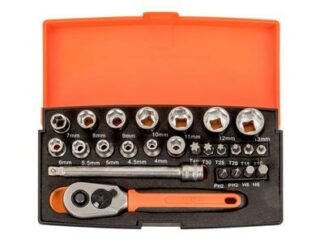 Bahco SL25 Socket Set of 25 Metric 1/4in Drive (7314153013422) BAHSL25