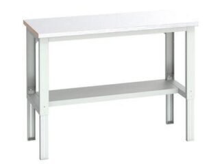 Bott Cubio Adjustable Bench with Half Shelf, Steel Clad Top 1500 x 750mm (5039350219249) BOT41003655
