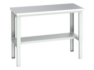 Bott Cubio Adjustable Bench with Half Shelf, Stainless Steel Clad Top 1500 x 750mm (5039350219256) BOT41003656
