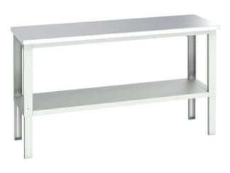 Bott Cubio Adjustable Bench with Shelf, Stainless Steel Clad Top 2000 x 750mm (5039350219492) BOT41003680