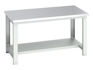 Bott Cubio Bench with Half Shelf, Stainless Steel Clad Top 1500 x 900mm (5039350219539) BOT41004172