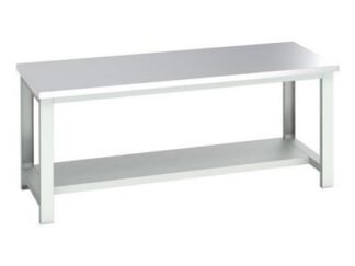 Bott Cubio Bench with Half Shelf, Stainless Steel Clad Top 2000 x 900mm (5039350219577) BOT41004176