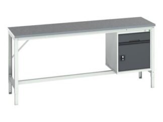 Bott Verso Bench with Cupboard + Drawer, Lino Top 2000 x 600mm (5039350121535) BOTQ16921717