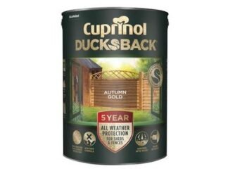 Cuprinol Ducksback 5 Year Waterproof for Sheds & Fences Autumn Gold 5 litre (5010212549155) CUPDBAG5L
