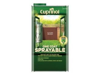 Cuprinol One Coat Sprayable Fence Treatment Autumn Brown 5 litre (5010212650899) CUPNSFTAB5L *Restrictions - See Description*