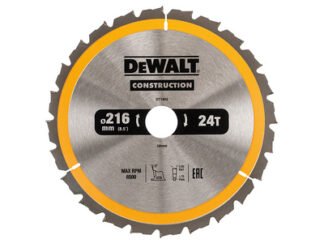 Dewalt Stationary Construction Circular Saw Blade 216 x 30mm x 24T ATB/Neg (5035048095690) DEWDT1952QZ
