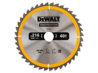 Dewalt Stationary Construction Circular Saw Blade 216 x 30mm x 40T ATB/Neg (5035048095706) DEWDT1953QZ