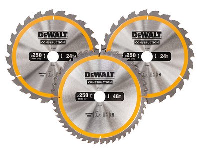 Dewalt DT1964 Construction Circular Saw Blade 3 Pack 305 x 30mm x 24T/48T/60T (5035048095812) DEWDT1964QZ