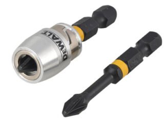 Dewalt Impact Torsion Bits PZ2 x 50mm (x2) and Magnetic Screwlock Sleeve (5035048088494) DEWDT70535T