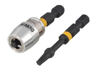 Dewalt Impact Torsion Bits TX0 x 50mm (x2) and Magnetic Screwlock Sleeve (5035048088517) DEWDT70537T