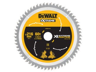 Dewalt XR FlexVolt Circular Saw Blade 216 x 30mm x 60T (5035048542316) DEWDT99570QZ