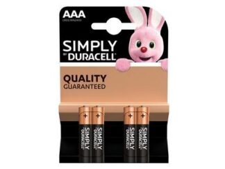 Duracell Simply AAA Alkaline MN2400 Batteries (Pack 4) (5000394002432) DURBATAAA