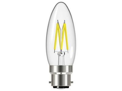 Energizer LED BC (B22) Candle Filament Non-Dimmable Bulb, Warm White 470 lm 4W (5050028142270) ENGS12868