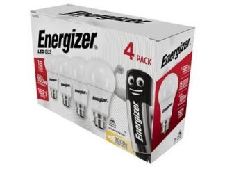 Energizer LED BC (B22) Opal GLS Non-Dimmable Bulb, Warm White 1521 lm 13.2W (Pack 4) (5050028181323) ENGS14423