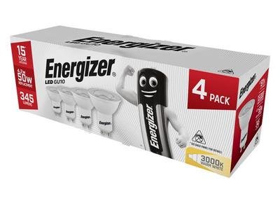 Energizer LED GU10 50 degrees Non-Dimmable Bulb, Warm White 345 lm 4.2W (Pack 4) (5050028181347) ENGS14425