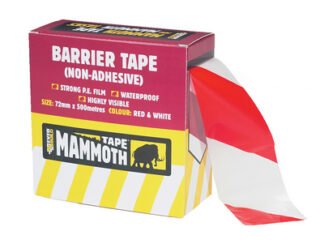 Everbuild Barrier Tape Red / White 72mm x 500m (5029347604424) EVB2BARRD500