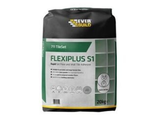 Everbuild 711 TileSet Flexiplus Tile Adhesive Grey 20kg (5029347071110) EVBRSPLUS20
