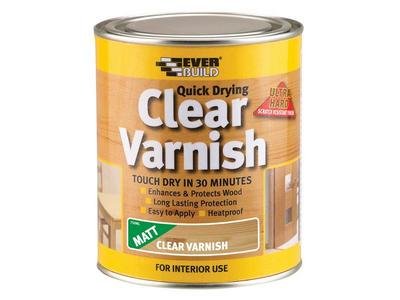 Everbuild Quick Dry Wood Varnish Matt Clear 2.5 litre (5029347612993) EVBWVARCLM2 *Restrictions - See Description*