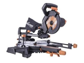 Evolution R210SMS-300+ Pro Multi-Material Sliding Mitre Saw 210mm 1500W 110V (0849713076069) EVLR210S300L