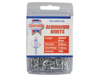 Faithfull Aluminium Rivets 3.2 x 6mm Short Pre-Pack of 100 (5023969214030) FAIAR3S100