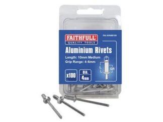 Faithfull Aluminium Rivets 4 x 10mm Medium Pre-Pack of 100 (5023969214078) FAIAR4M100