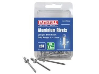 Faithfull Aluminium Rivets 4.8 x 8mm Short Pre-Pack of 50 (5023969251110) FAIAR5S50