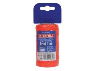 Faithfull Hi-Vis Nylon Brick Line 100m (330ft) Orange (5023969003498) FAIBLHVO