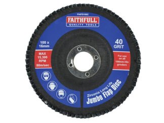 Faithfull Abrasive Jumbo Flap Disc 100mm Coarse (5023969225494) FAIFD100C
