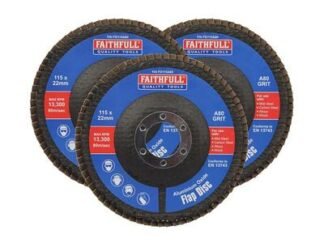 Faithfull Aluminium Oxide Flap Disc 115 x 22mm 80 Grit (3 Pack) (5023969012667) FAIFD11580A3