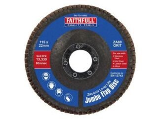 Faithfull Zirconia Abrasive Jumbo Flap Disc 115 x 22mm 80 Grit (5023969006796) FAIFD11580Z