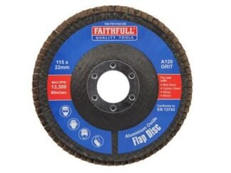 Faithfull Aluminium Oxide Flap Disc 115 x 22mm 120 Grit (5023969005737) FAIFD115A120
