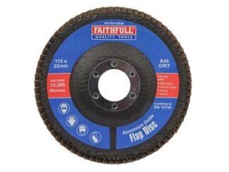 Faithfull Aluminium Oxide Flap Disc 115 x 22mm 40 Grit (5023969005713) FAIFD115A40
