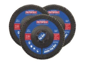 Faithfull Zirconia Abrasive Jumbo Flap Disc 125 x 22mm 120 Grit (3 Pack) (5023969012797) FAIFD12512Z3