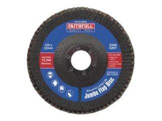 Faithfull Zirconia Abrasive Jumbo Flap Disc 125 x 22mm 80 Grit (5023969006826) FAIFD12580Z