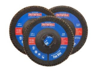 Faithfull Aluminium Oxide Flap Disc 125 x 22mm Mixed Grit (3 Pack) (5023969012681) FAIFD125AM3