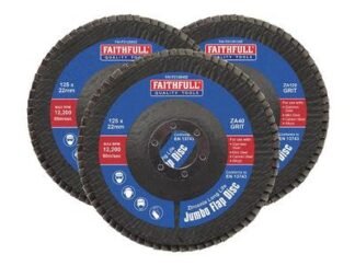 Faithfull Zirconia Abrasive Jumbo Flap Disc 125 x 22mm Mixed Grit (3 Pack) (5023969012766) FAIFD125ZM3