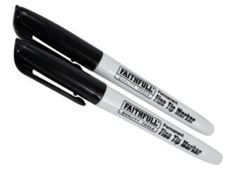 Faithfull Fibre Tip Marker Pen Black (Pack 2) (5023969319391) FAIFTMBLK2