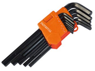 Faithfull Long Arm Hex Key Set, 13 Piece (1.3-10mm) (5023969310244) FAIHKS13ML