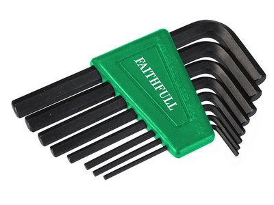 Faithfull Short Arm Hexagon Key Set, 8 Piece (1/16 - 1/4in) (5023969210919) FAIHKS8AF
