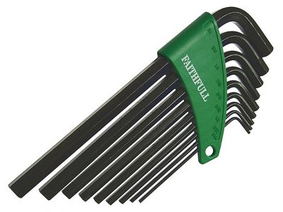 Faithfull Long Arm Hexagon Key Set, 9 Piece (5/64 - 3/8in) (5023969210957) FAIHKS9AFL